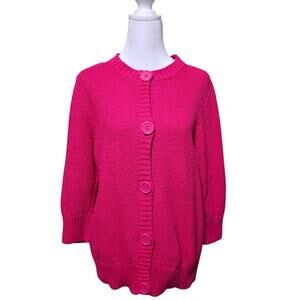 L.L. Bean Vintage 80's Pink Button Cardigan Size Large